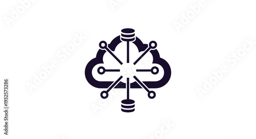 Cloud Computing Network Data Storage and Connectivity Icon.