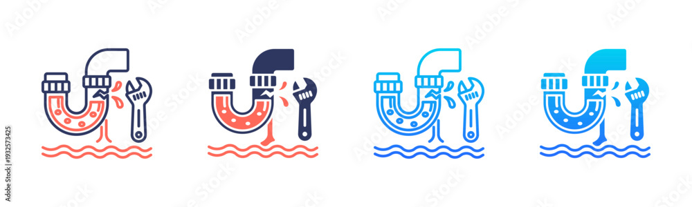 Fototapeta premium Leak Repair Icon Pack In Multiple Styles