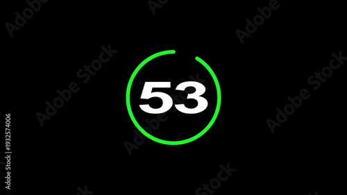 58 second Countdown timer. Minimal countdown 58 timer animation from 58 to 0 seconds. on black screen. Circle countdown timer thirty seconds animation.High quality 4K video.