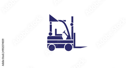 Blue Forklift Icon on White Background Industrial Vehicle.