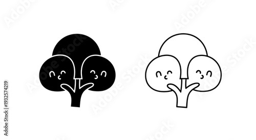 Happy brain & thoughtful mind icons Vector
