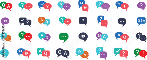 Colorful speech bubbles arranged in a playful and diverse conversation layout