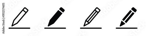 Edit icon set. Create or modify button with pencil symbol. Transparent PNG and vector illustration