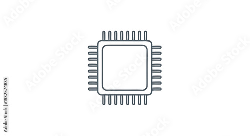 Central Processing Unit Microchip Icon Outline.