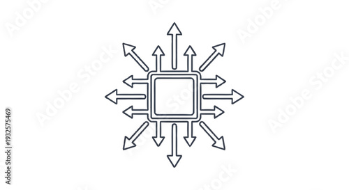 Central Processing Unit with Multiple Arrows Indicating Data Flow.