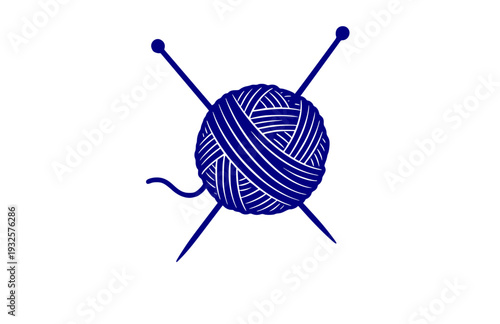 Organic Ball of Yarn and Knitting Needles Silhouette, Cozy DIY Craft Vector Sticker, Handmade Hobby and Wool Illustration