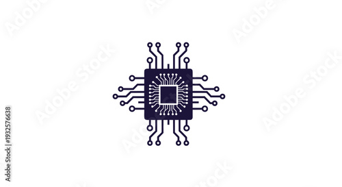 Central Processing Unit Microchip Icon Technology Concept.
