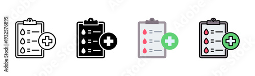 Medical Blood Test Icon Pack In Multiple Styles