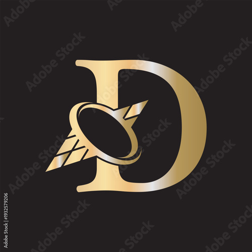Initial Solar Logo combine with letter D vector template