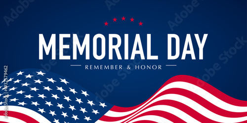 USA Memorial Day vector design, American flag banner, border