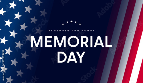 Memorial Day background, USA flag card border, poster design