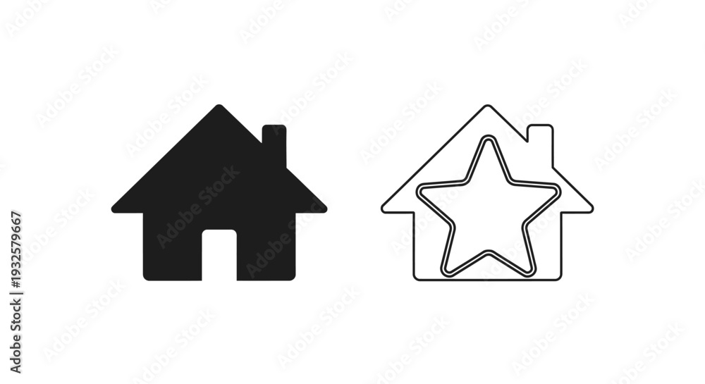 Fototapeta premium Minimalist house with star outline Vector