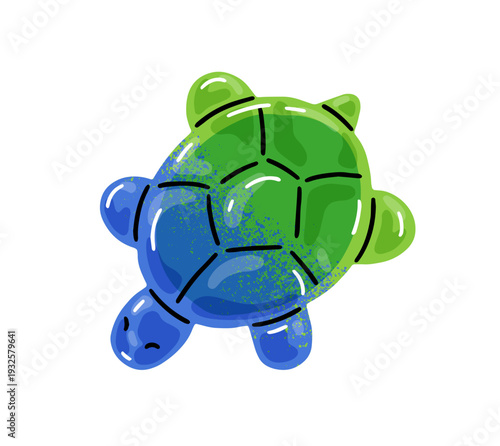 Funny gummy turtle. Cute gelatin candy with shape of animal. Sweet jelly with fruit flavour. Soft marmalade for kids. Chewing confectionery. Flat isolated vector illustration on white background
