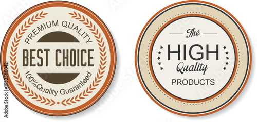 Two high quality product labels with best choice and premium quality text