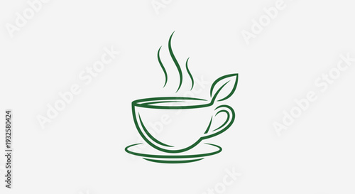 Herbal Tea Cup Icon – Green Organic Hot Drink Vector Illustration