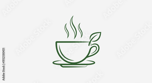 Herbal Tea Cup Icon – Green Organic Hot Drink Vector Illustration