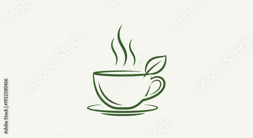 Herbal Tea Cup Icon – Green Organic Hot Drink Vector Illustration