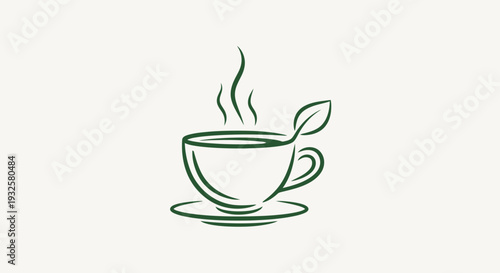 Herbal Tea Cup Icon – Green Organic Hot Drink Vector Illustration