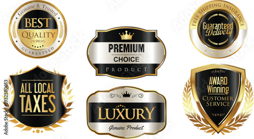 Collection of luxury and premium quality badges and seals