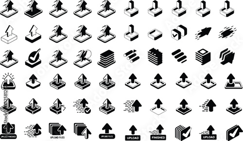 Upload Collection Silhouette Icon Set File Upload Typography Silhouette Icon Pack