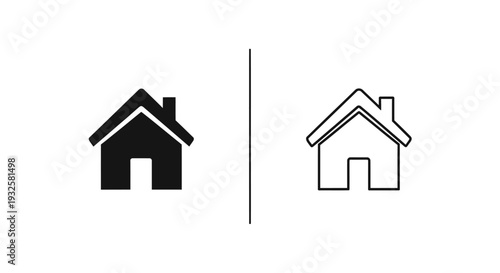 Minimalist house divided icon Vector