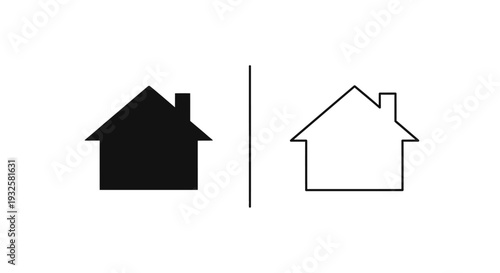 Minimalist house icons comparison Vector