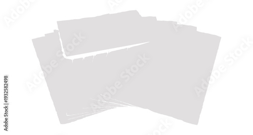 Clean, simple, abstract torn paper background with jagged edges and fanned light gray fragments, perfect for grunge or distressed design concepts.