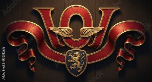 Elegant emblem with wings and shield, a symbol of prestige and honor.