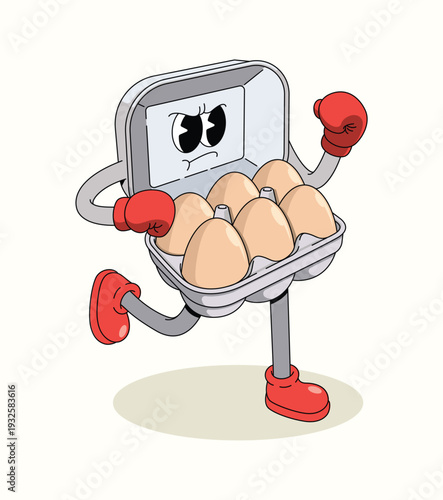 egg carton boxer groovy cartoon illustration