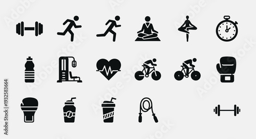 Fitness icons for healthy lifestyle and exercise routine