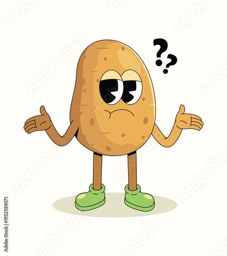 potato shrugging groovy cartoon illustration