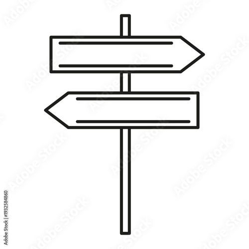 Individual double signpost set. Directional outline symbol. Navigation Vector board. Professional guide collection.
