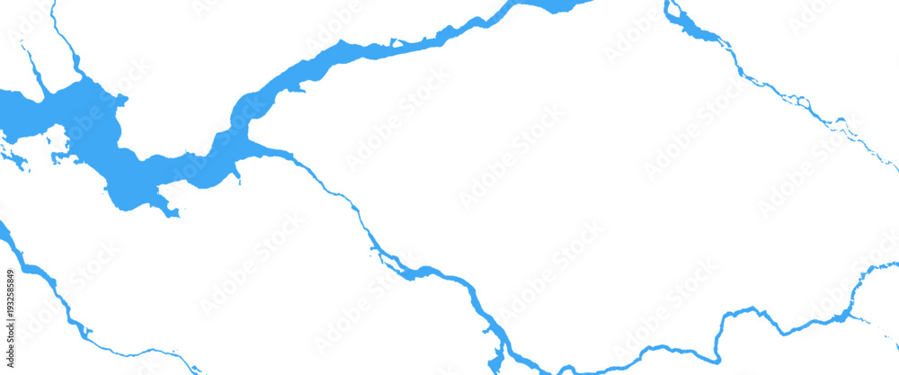 Φωτογραφία Blue river delta shape on white background
