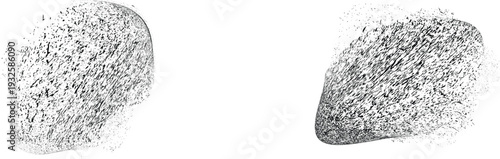 Vector particle flow formed by dynamic black textures. Organic particle shape with depth and movement. Noise texture with dynamic particle textures for design overlay.
