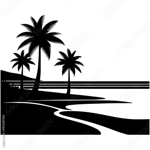 silhouette of a palm tree vector 