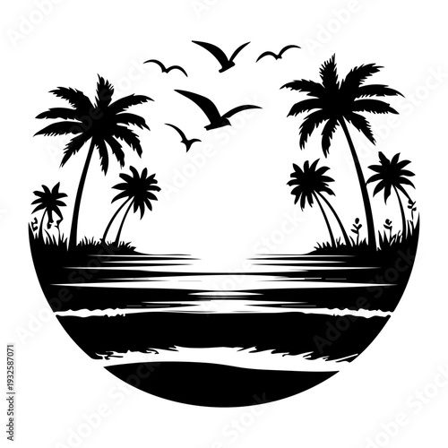 palm tree silhouette on a beach
