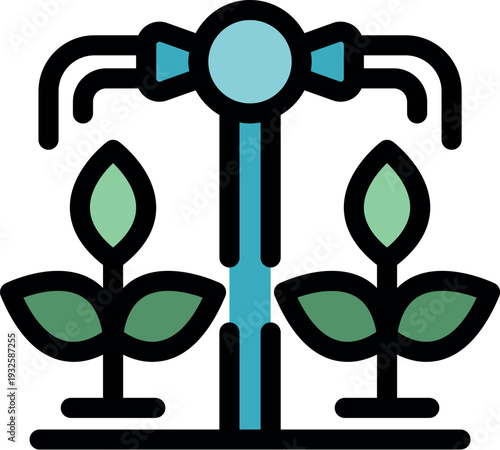 Automatic sprinkler system watering plants in smart farm, ensuring optimal hydration and growth