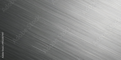 Metallic texture with fine diagonal brush strokes, abstract grey background with gradient light