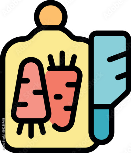 Chef cutting carrots on kitchen board with knife, preparing ingredients for cooking