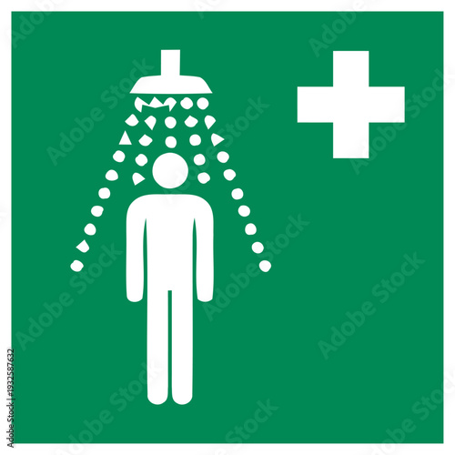 Emergency Shower and First Aid Safety Sign