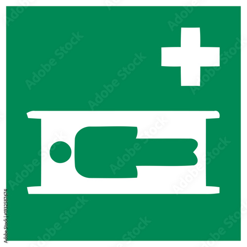 First Aid Stretcher and Cross Medical Emergency Symbol