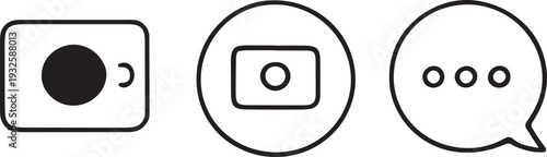 Video call icons including camera and chat bubble communication and connection technology