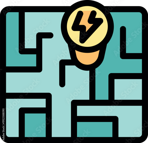 Ev charging point location shown on a map, promoting sustainable transportation and eco friendly travel