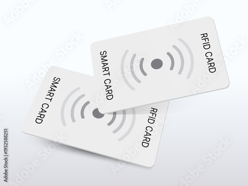 RFID Smart Card Hotel Access Card for Access Control Door Entry with NFC Wireless Signal and Shadow. Realistic Security Technology Vector Illustration