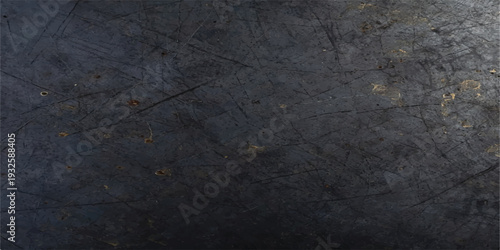 Dark, heavily scratched metal texture with rust spots and wear, perfect for grunge, industrial, or vintage backgrounds.