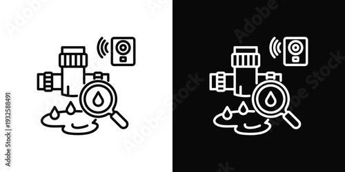 Leak Detection Icon In Black And White Style