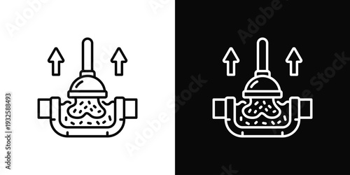 Drain Cleaning Icon In Black And White Style