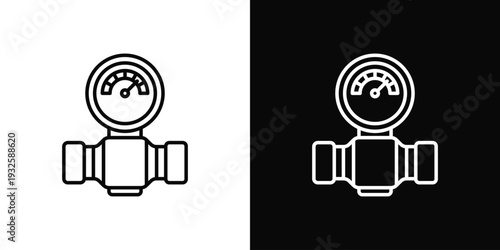 Pressure Gauge Icon In Black And White Style