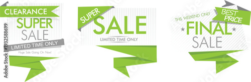 Three sale stickers on a white background for clearance and final sales