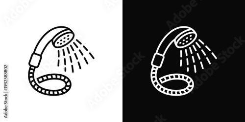 Shower Head Icon In Black And White Style